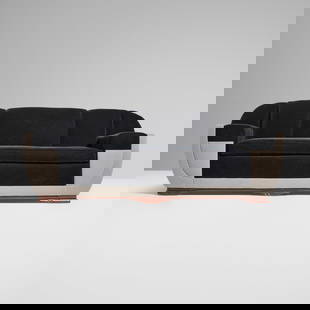 Art Deco, Sofa: Art Deco Sofa USA, c. 1935velvet upholstery, mahogany 30.5 h x 82 w x 36 d in (77 x 208 x 91 cm) Provenance: Private Collection This work will ship from Ch