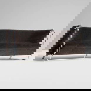 Gilbert Rohde, Sofa: Gilbert Rohde Sofa Troy Sunshade CompanyUSA, c. 1934upholstery, vinyl, chrome-plated steel 27.75 h x 70 w x 26.5 d in (70 x 178 x 67 cm) Provenance: Private Collection
