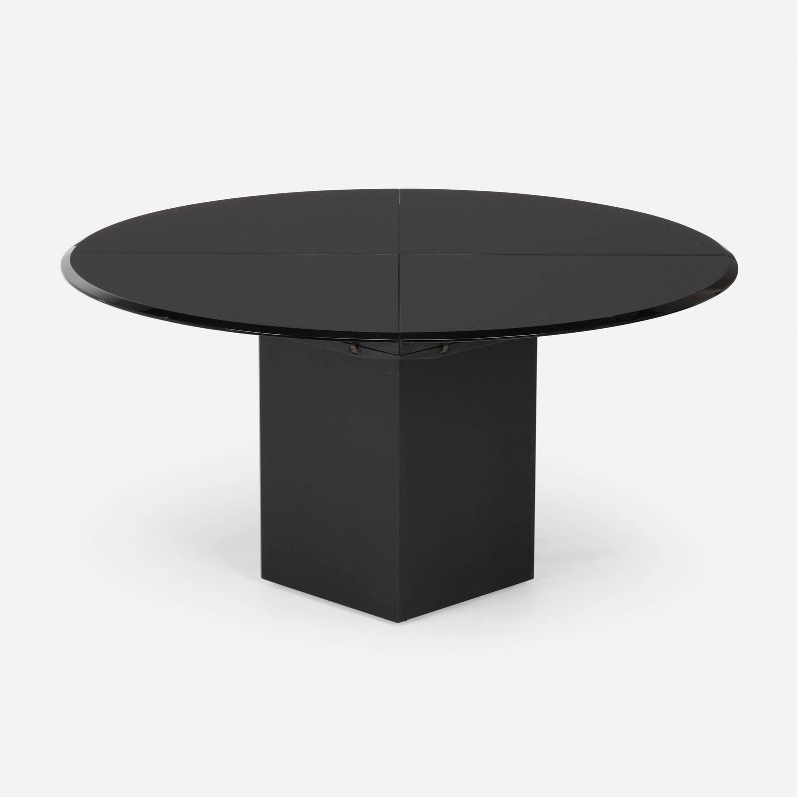 Marcello Morandini and Erwin Nagel, Quadrondo dining table: Marcello Morandini and Erwin Nagel Quadrondo dining table RosenthalItaly / Germany, c. 1985lacquered wood, laminate over pressboard 30.5 h x 59 dia in (77 x 150 cm) Table features four w