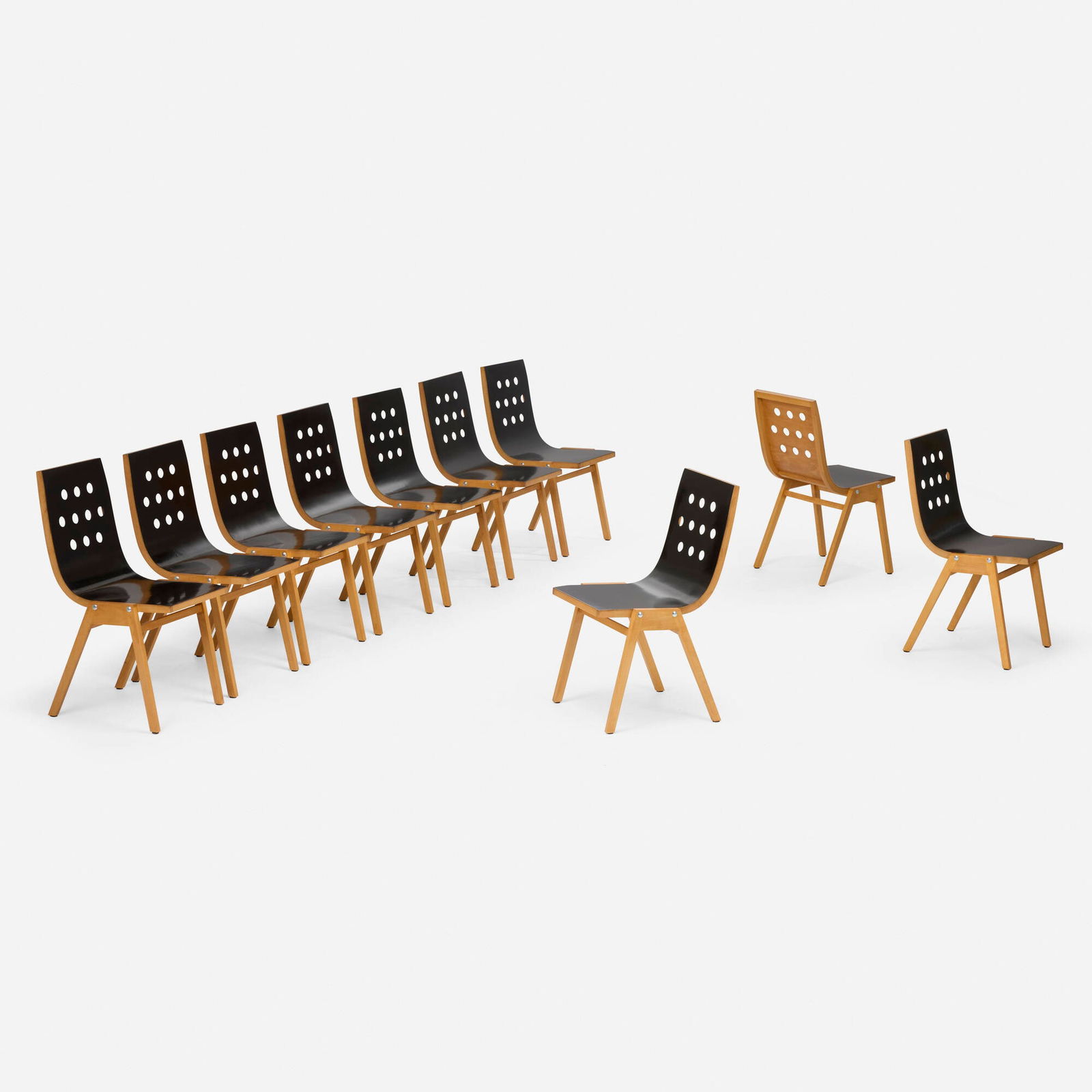 Roland Rainer, 3/4/3 chairs for Wiener Stadthalle, Vienna, set of ten (1 of 5)