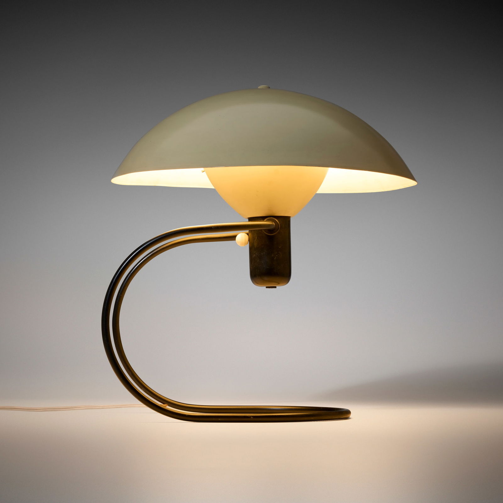 Greta von Nessen, Anywhere table lamp: Greta von Nessen Anywhere table lamp Nessen Studio, Inc.USA, 1952enameled aluminum, enameled steel 15.5 h x 14.5 w x 14 d in (39 x 37 x 36 cm) Literature: 1000 Lights