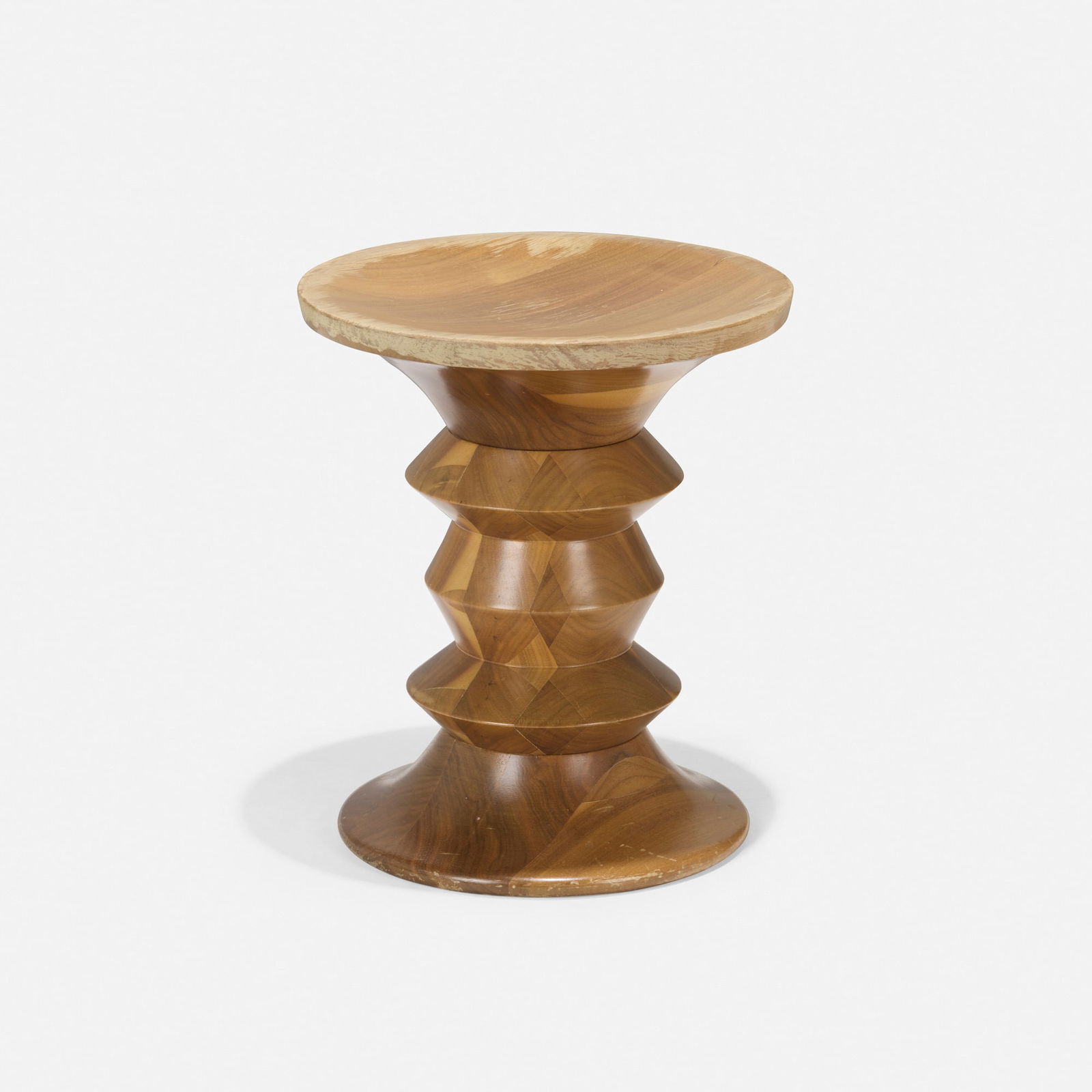 Charles and Ray Eames, Time Life stool: Charles and Ray Eames Time Life stool Herman MillerUSA, 1960walnut 15 h x 12.75 dia in (38 x 32 cm) Literature: Eames Design: The Work of the Office of Charles and Ra
