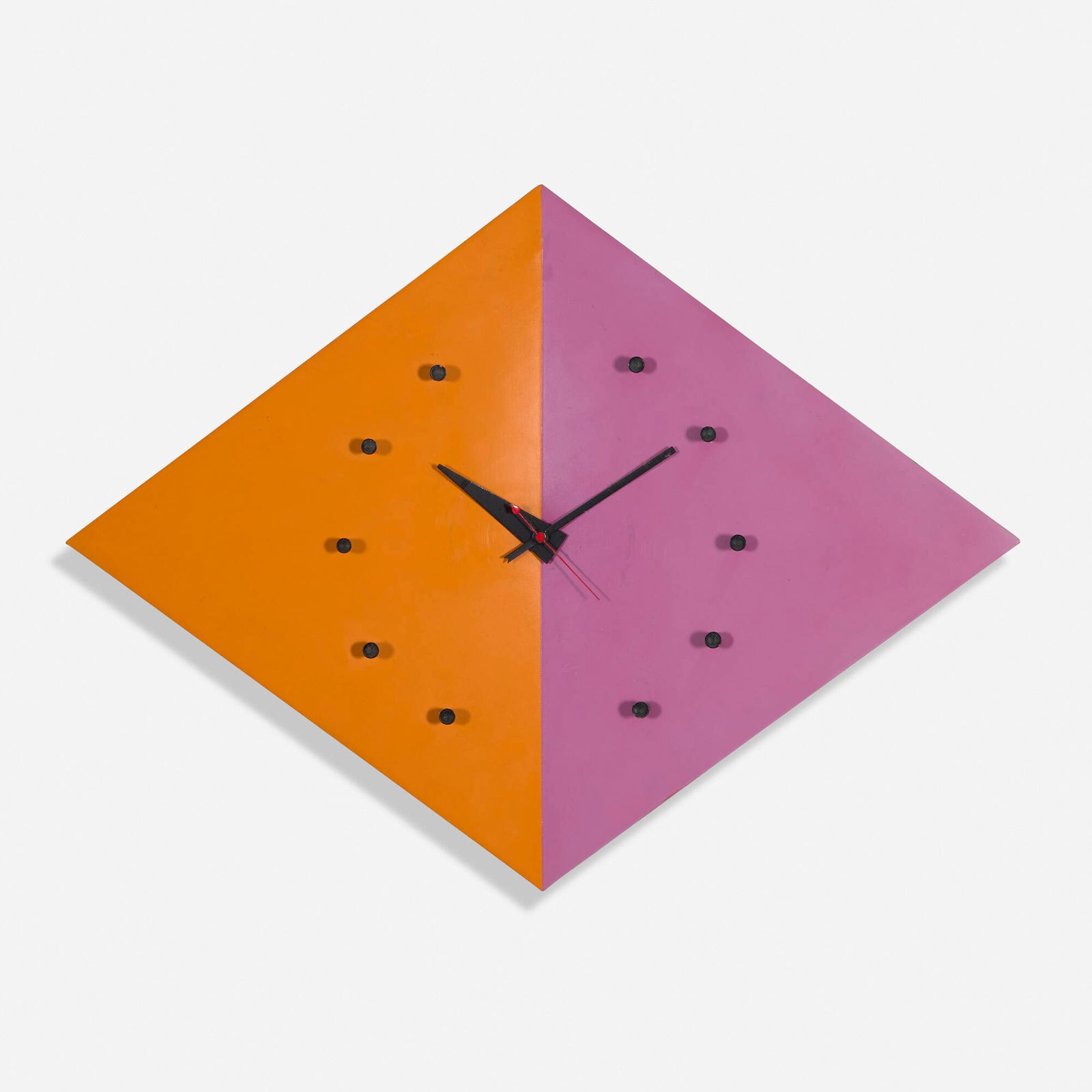 George Nelson & Associates, Kite wall clock, model 2201A: George Nelson & Associates Kite wall clock, model 2201A Howard Miller Clock CompanyUSA, 1952-53enameled steel and aluminum, lacquered wood 16.5 h x 21.75 w x 4.25 d in (42 x 55 x 11 cm)