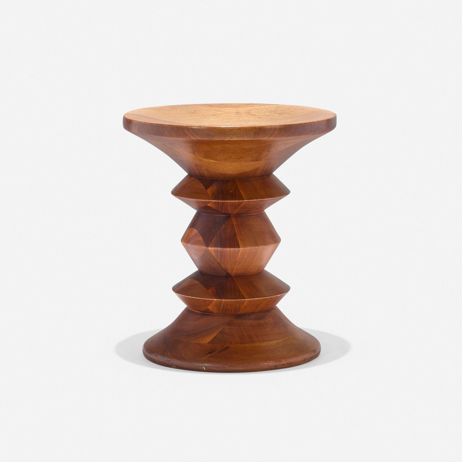Charles and Ray Eames, Time Life stool: Charles and Ray Eames Time Life stool Herman MillerUSA, 1960walnut 15 h x 13 dia in (38 x 33 cm) Literature: Eames Design: The Work of the Office of Charles and Ray E