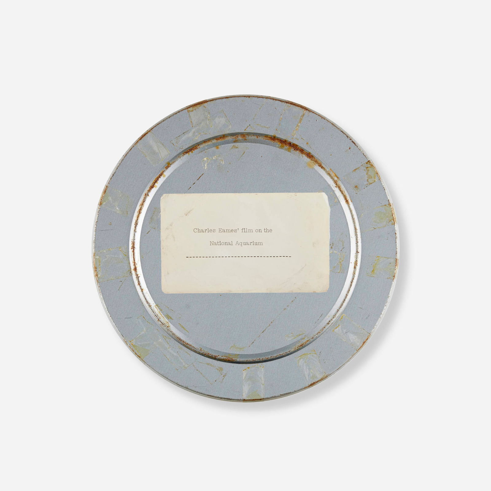 Charles and Ray Eames, National Fisheries Center and Aquarium: Charles and Ray Eames National Fisheries Center and Aquarium USA, 196716mm film reel in canister 1 h x 7.5 dia in (3 x 19 cm) Signed, titled and numbered to reel 'Charles Eames - Aquarium 7-69