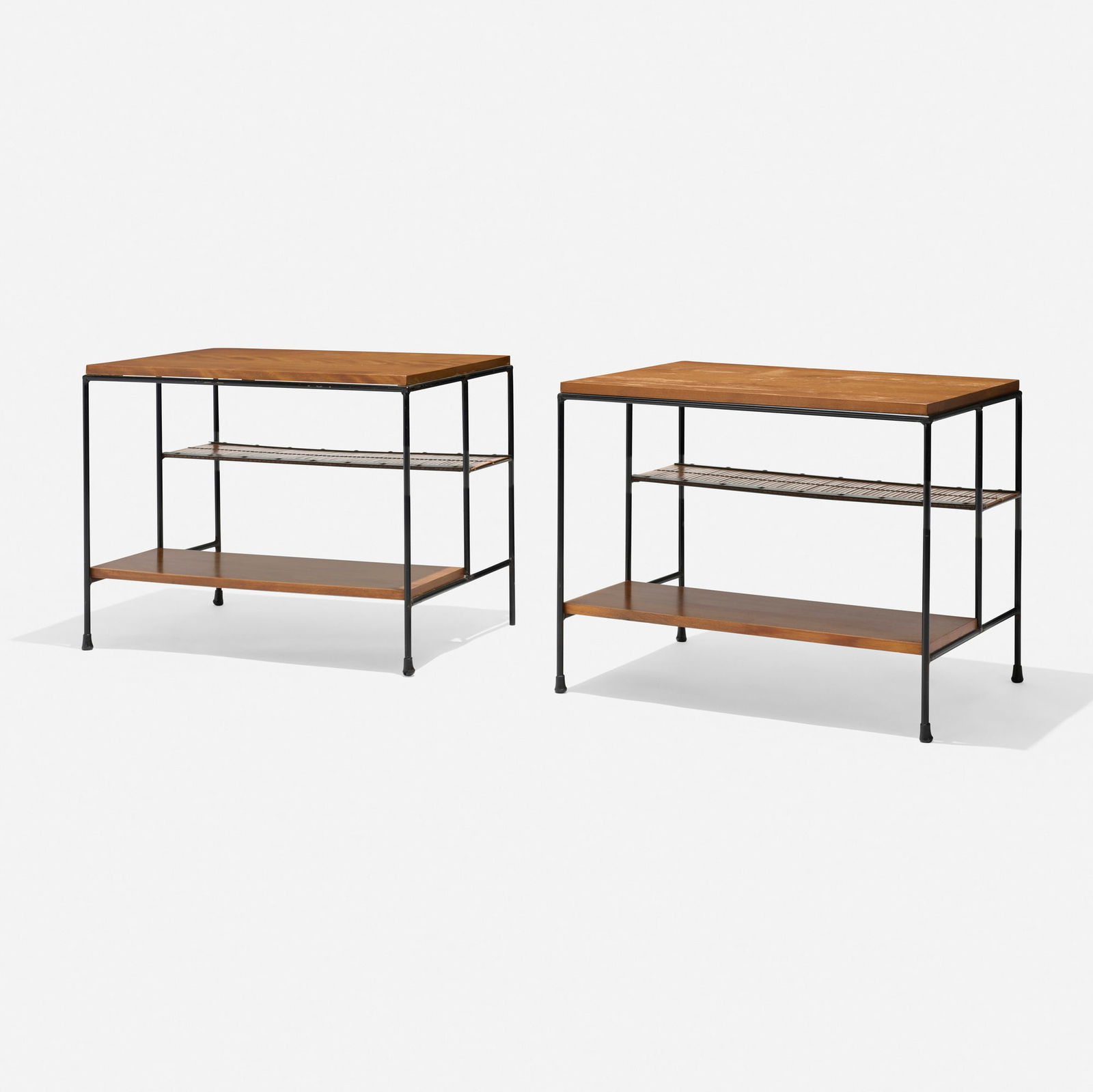 Paul McCobb, Planner Group occasional tables model 1578, pair: Paul McCobb Planner Group occasional tables model 1578, pair WinchendonUSA, 1953walnut, painted steel, veneer 22.25 h x 28 w x 22.25 d in (57 x 71 x 57 cm) Literature: <