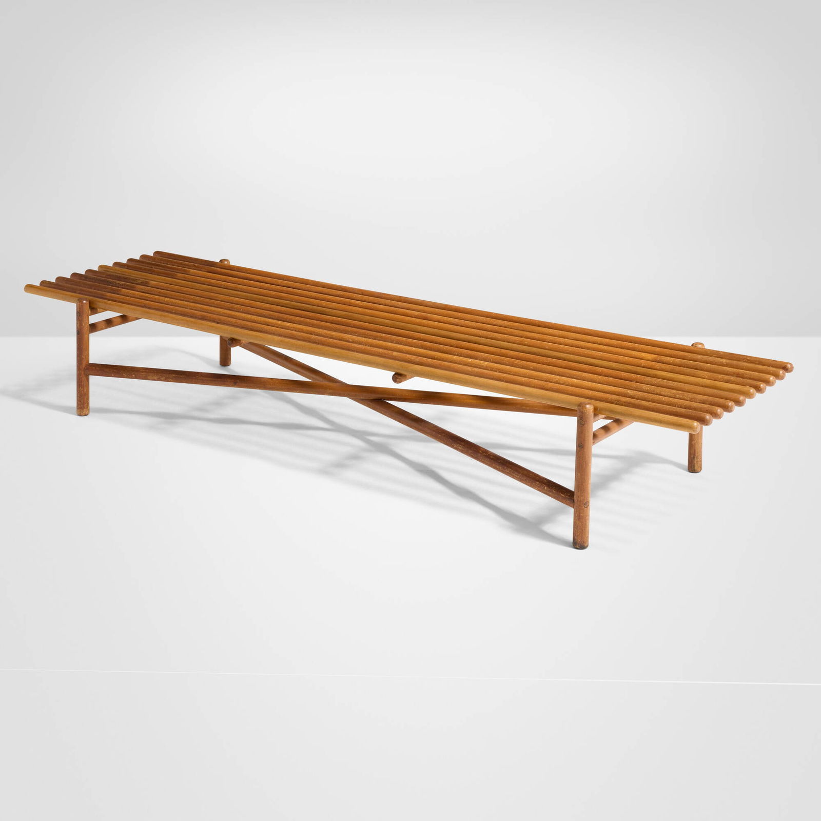 Bertrand Goldberg, Bench from the Edwin Kirchheimer Residence, Glencoe, Illinois: Bertrand Goldberg Bench from the Edwin Kirchheimer Residence, Glencoe, Illinois USA, 1952mahogany 12 h x 72 w x 21.5 d in (30 x 183 x 55 cm) This work is one of only two known examples of the