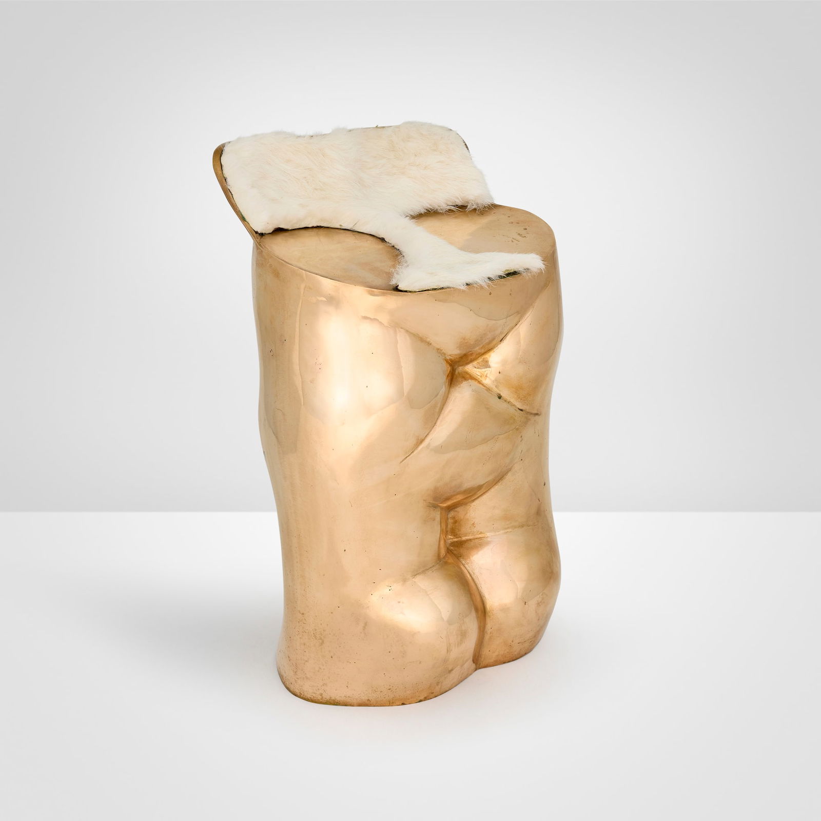 Novello Finotti, Fausto stool: Novello Finotti Fausto stool Simon GavinaItaly, 1972 / 1990cast bronze, wool 18.75 h x 12 w x 9 d in (48 x 30 x 23 cm) Provenance: Paul Bright, New York | Acquired from