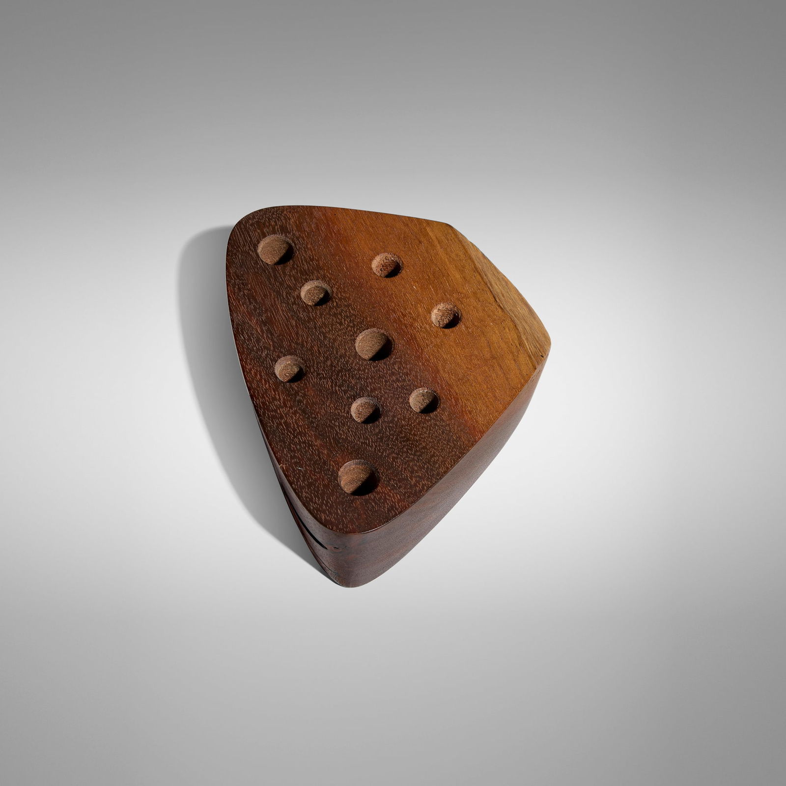 Mira Nakashima, Pencil holder: Mira Nakashima Pencil holder Nakashima StudioUSA, 2022American black walnut 2 h x 5.875 w x 4.75 d in (5 x 15 x 12 cm) Signed and dated to underside 'Mira Nakashima April 14, 2022'. <