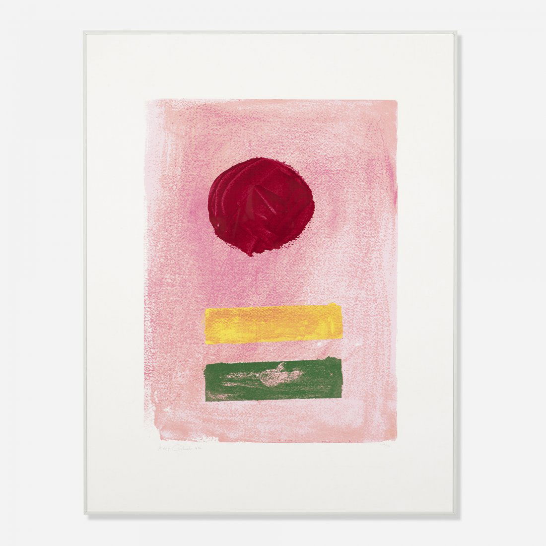 Adolph Gottlieb Pink Ground: Adolph Gottlieb Pink Ground USA, 1972 screenprint on paper 23.75 h x 17.5 w inches Signed, dated and numbered to the lower margin 'Adolph Gottlieb 1972 104/150'. This work is number 104 from the editi