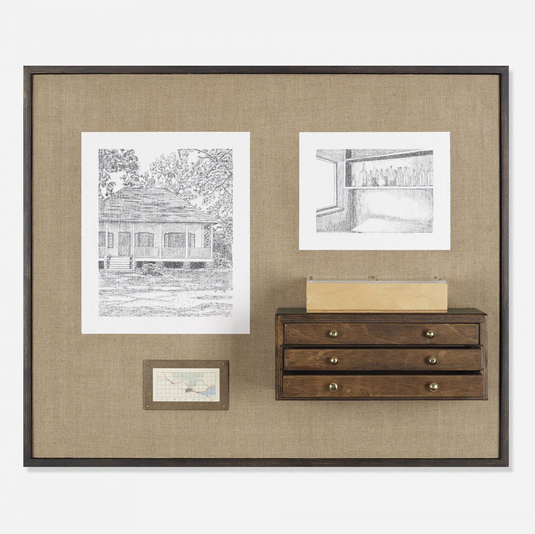 Loren Calaway untitled: Loren Calaway untitled USA, 1990 mixed media assemblage 10.5 h x 29 w inches Signed and dated to the reverse 'Loren Calaway 1990'. Provenance: Acquired from B.R. Kornblatt Gallery, Washington D.C. in