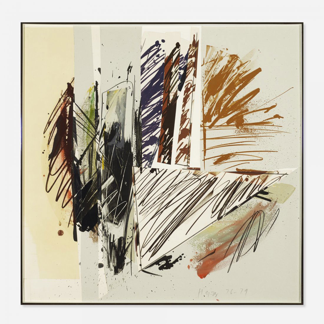 Michael Heizer Untitled #17: Michael Heizer Untitled #17 USA, 1976-1979 lithographic collage on paper 29.75 h x 29.75 w inches Signed and dated to the lower right 'Heizer 76-79'. This work is unique. Provenance: LA Louver Gallery