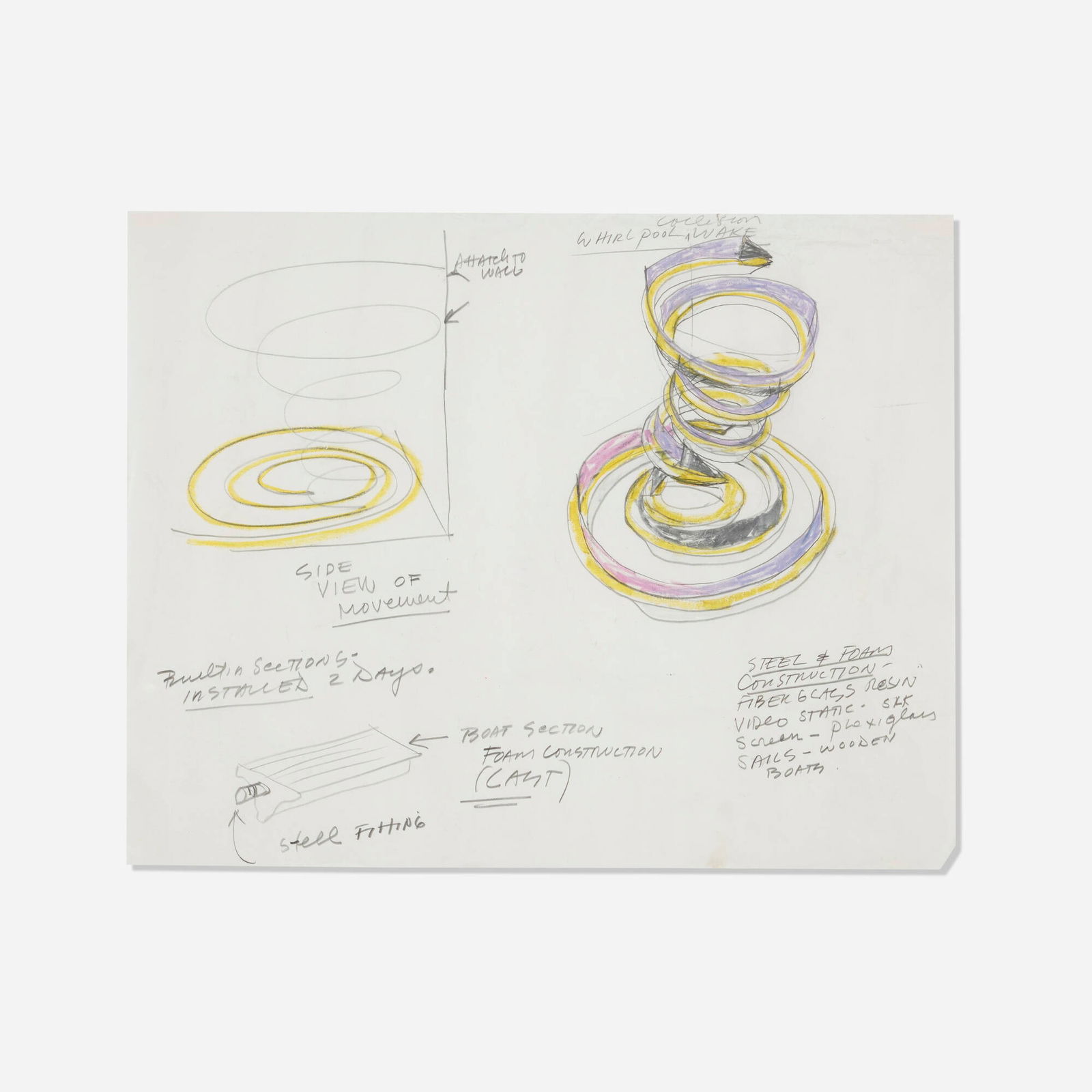 Dennis Oppenheim, Untitled: Dennis Oppenheim Untitled c. 1990graphite and pastel on paper 19 h x 23.875 w in (48 x 61 cm) This work will ship from Lambertville, New Jersey.