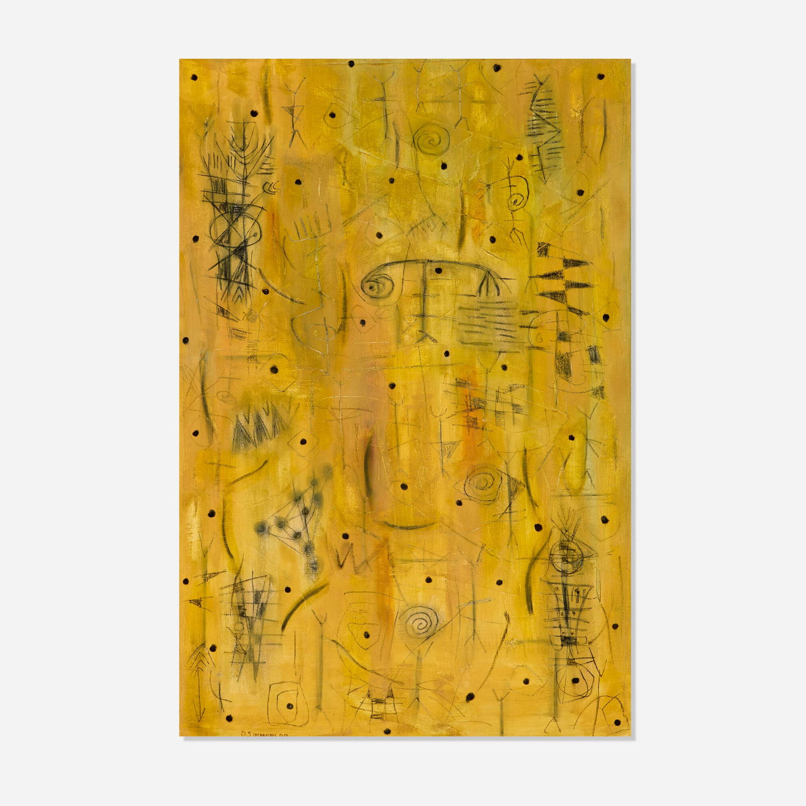 Danny Simmons, Complicated Conversation: Danny Simmons Complicated Conversation 2000mixed media on canvas 36 h x 23.75 w in (91 x 60 cm) Signed and dated to lower left 'D Simmons 00'. This work will ship from Lamb