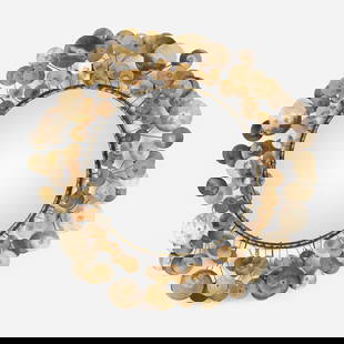 C. Jere, Raindrops wall mirror: C. Jere Raindrops wall mirror Artisan House USA, c. 1970 patinated brass, mirrored glass 6.5 d x 34 dia in (17 x 86 cm) Signed to one brass element 'C. Jere'. Provenance: Estate of Amy Lau This