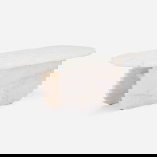 Jude Heslin Di Leo, Amplifier coffee table: Jude Heslin Di Leo Amplifier coffee table Matter USA, 2021 crystal quartzite 15 h x 50 w x 19 d in (38 x 127 x 48 cm) Table features one fixed shelf. Foil manufacturer's label to underside of top