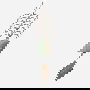 Paolo Soleri, Windbell: Paolo Soleri Windbell Italy/USA, c. 1975 patinated bronze, copper 50.5 h x 11 w x 7 d in (128 x 28 x 18 cm) Cast artist's cipher to body. This work will ship from Lambertville, New Jersey.