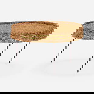 Genichiro Inokuma, Coffee table: Genichiro Inokuma Coffee table Japan, c. 1962 woven akebi vines, bamboo, enameled steel 14 h x 23.5 d in (60 dia x 36 cm) Provenance: Steve Aldana, San Diego Literature: Japanese Modern: Isamu