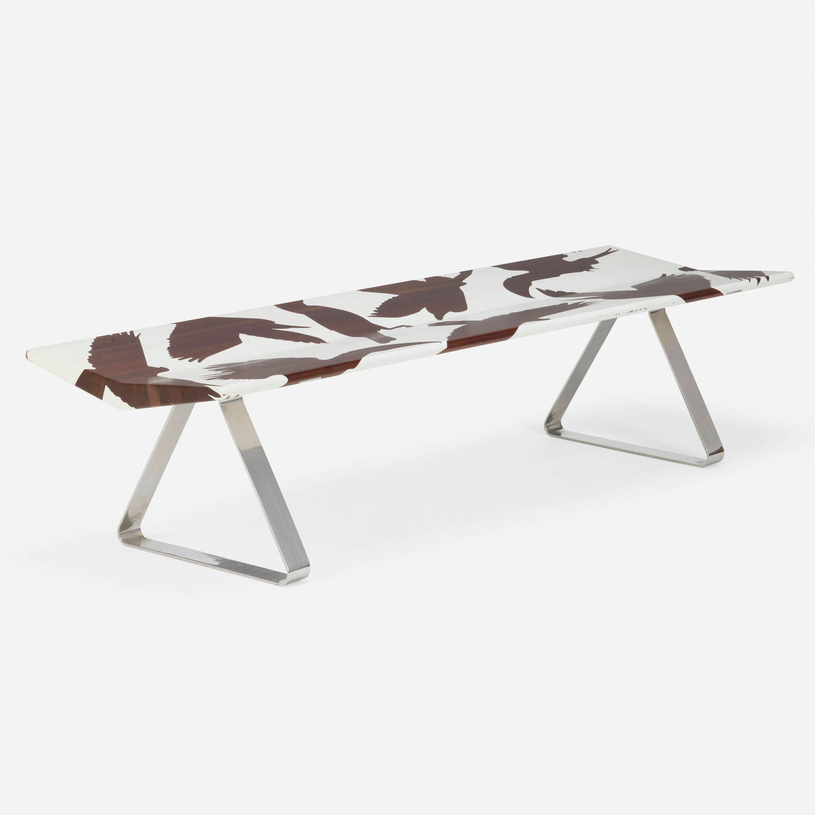 Yves Behar, Bench: Yves Behar Bench Bernhardt DesignSwitzerland / USA, c. 2020stained and lacquered walnut, stainless steel 17 h x 72 w x 21 d in (43 x 183 x 53 cm) Provenance: Estate of A