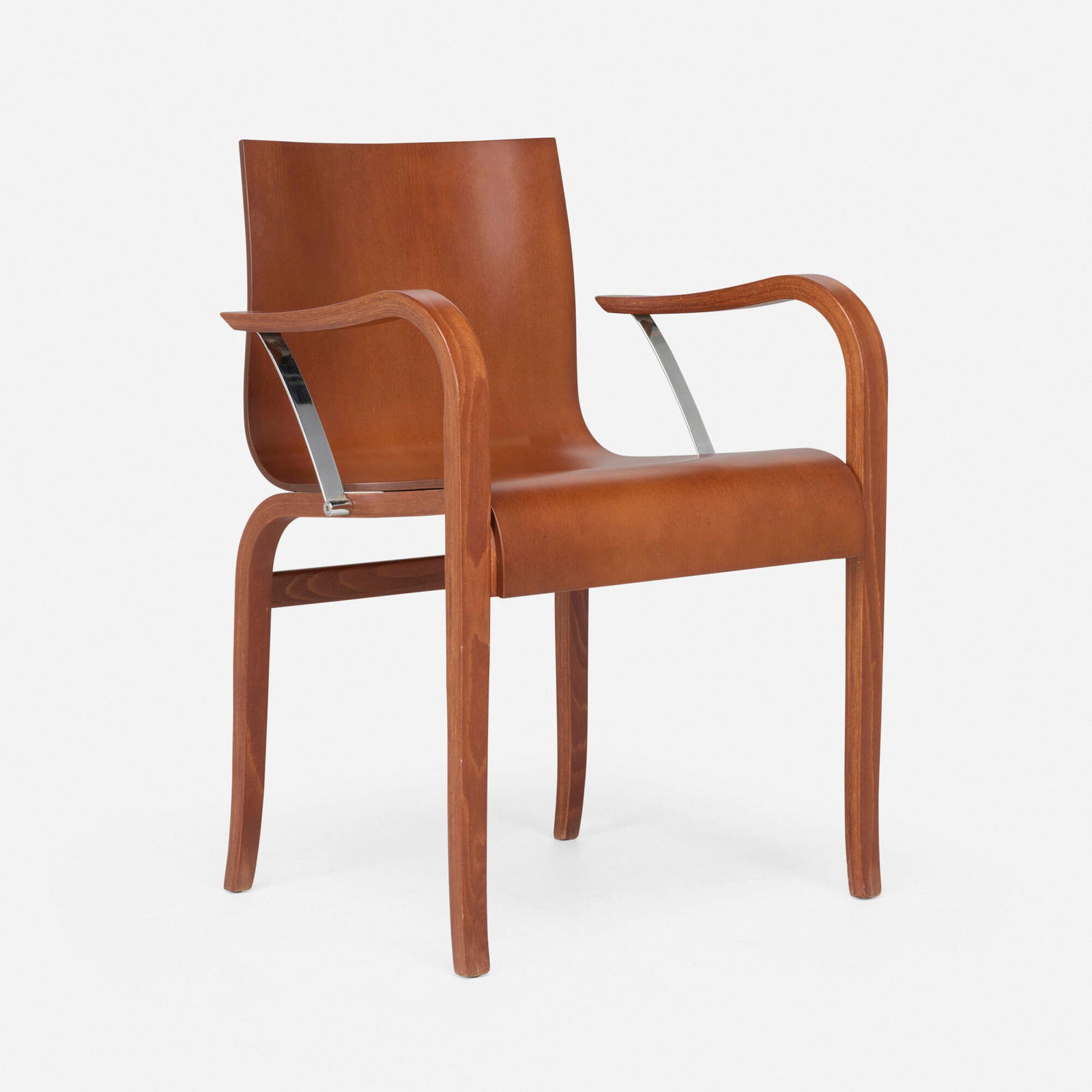 Enrico Franzolini, Ginotta chair: Enrico Franzolini Ginotta chair CrassevigItaly, 1989beech, stainless steel 30.75 h x 22.5 w x 20.5 d in (78 x 57 x 52 cm) This work will ship from Lambertville, New Jersey.<