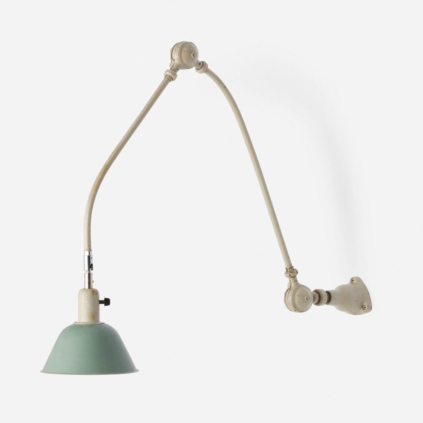 Johan Petter Johansson, Triplex wall lamp: Johan Petter Johansson Triplex wall lamp Triplex FabrikenSweden, 1919 / c. 1930enameled steel, enameled aluminum 32.75 h x 8 w x 27 d in (83 x 20 x 69 cm) This work will shi