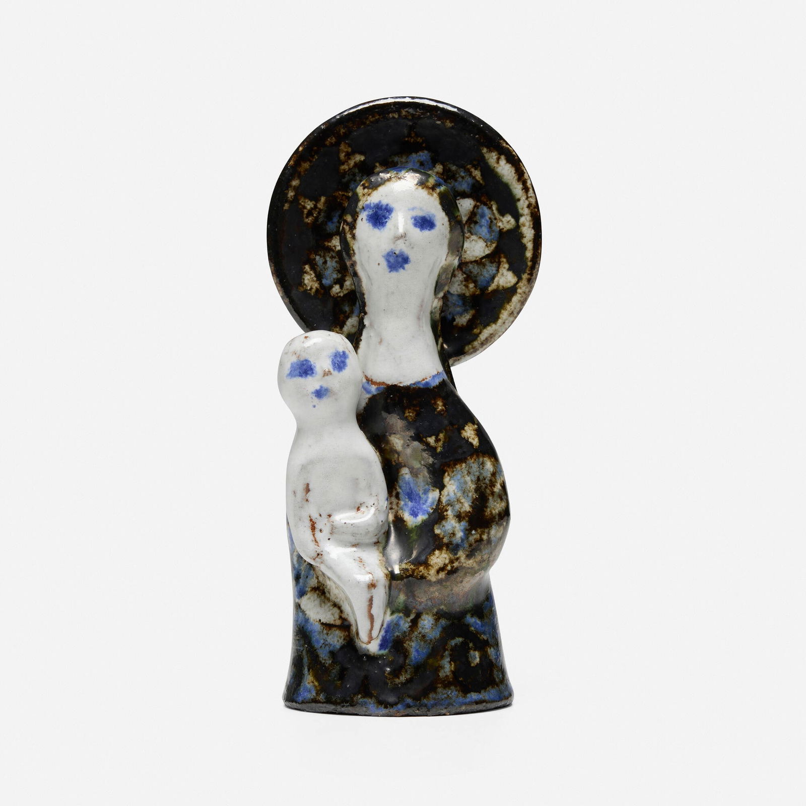 Jean Derval, Madonna and child: Jean Derval Madonna and child France, c. 1965glazed earthenware 7.25 h x 3.5 w x 2.5 d in (18 x 9 x 6 cm) Glazed signature to underside 'Jean Derval'. This work will ship f