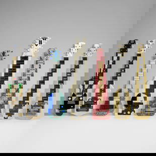 Art Deco, Collection of seven lap steel guitars: Art DecoCollection of seven lap steel guitarsUSA, c. 1955pearloid, acrylic, chrome-plated steel, lacquered woodlargest: 2.5