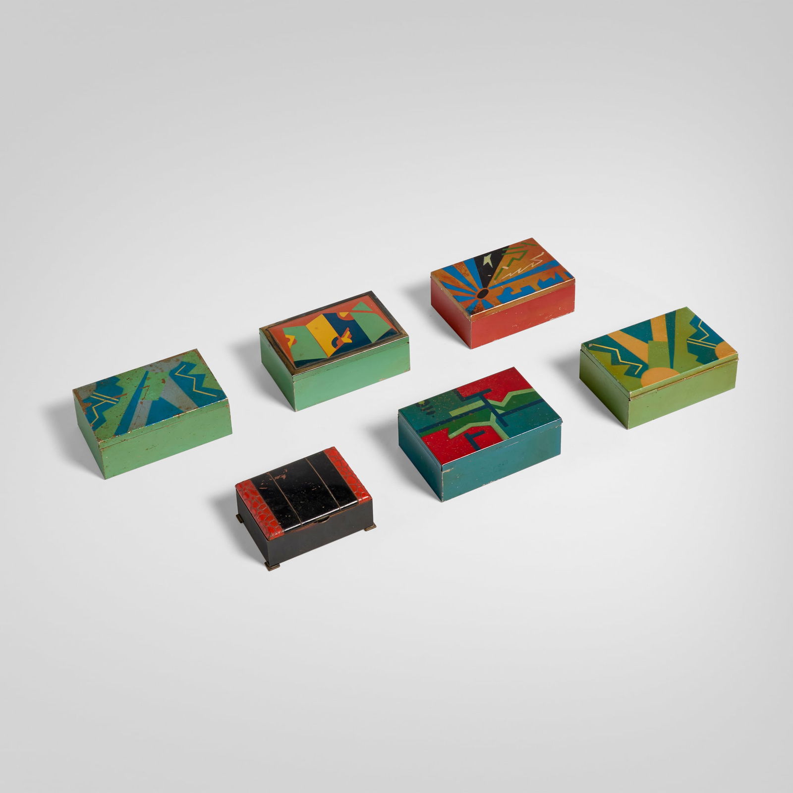 Art Deco, Collection of six lidded boxes (1 of 6)