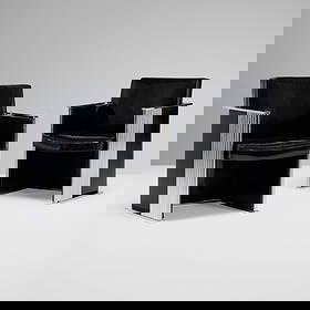 Milo Baughman, Armchairs model 2122, pair: Milo Baughman Armchairs model 2122, pair Thayer CogginUSA, c. 1975leather upholstery, chrome-plated steel 31.25 h x 23.5 w x 24 d in (79 x 60 x 61 cm) This work will ship fr