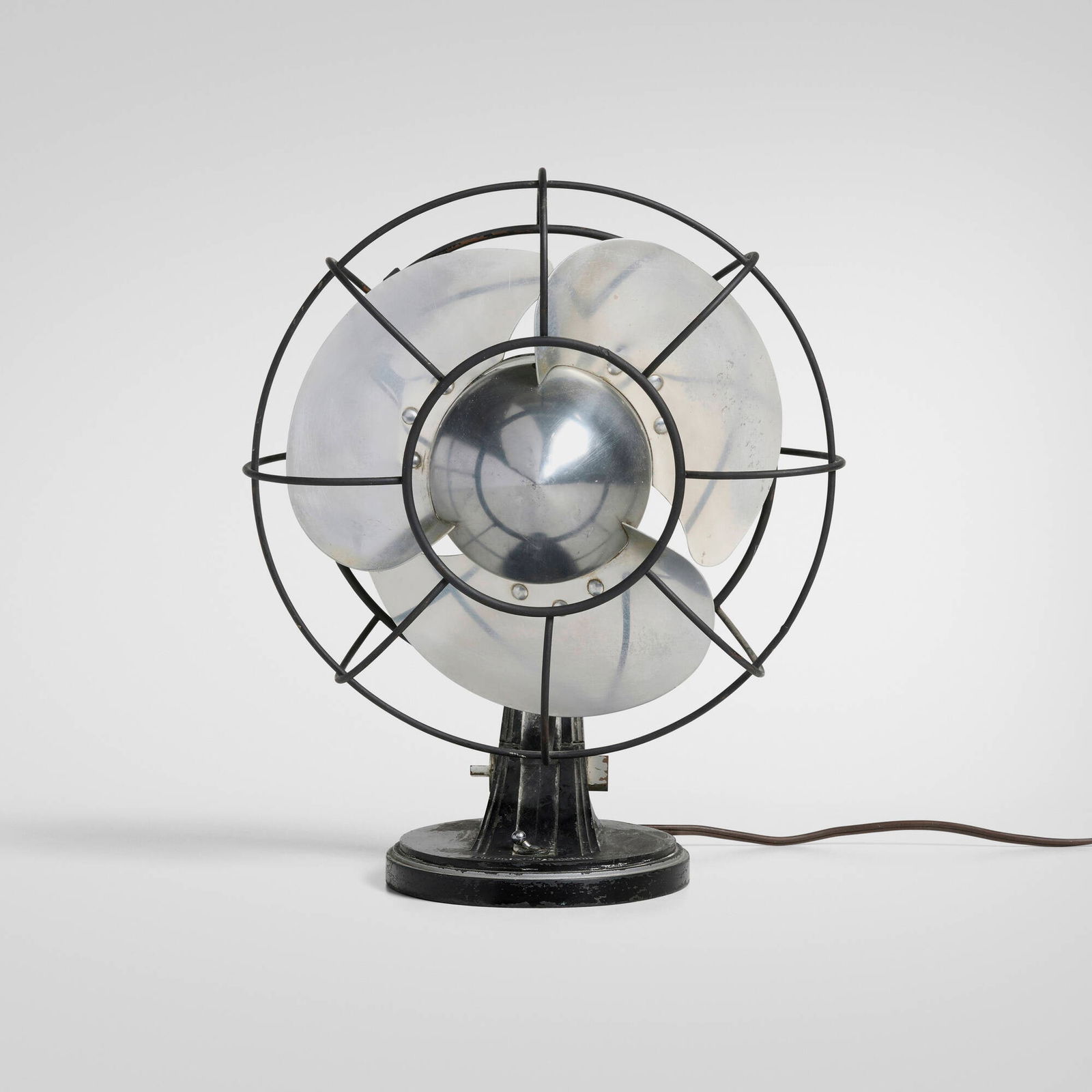 General Electric, Table fan: General Electric Table fan USA, c. 1930aluminum, painted steel 12.5 h x 10.5 w x 7 d in (32 x 27 x 18 cm) Raised manufacturer's mark to base 'General Electric'. This work w