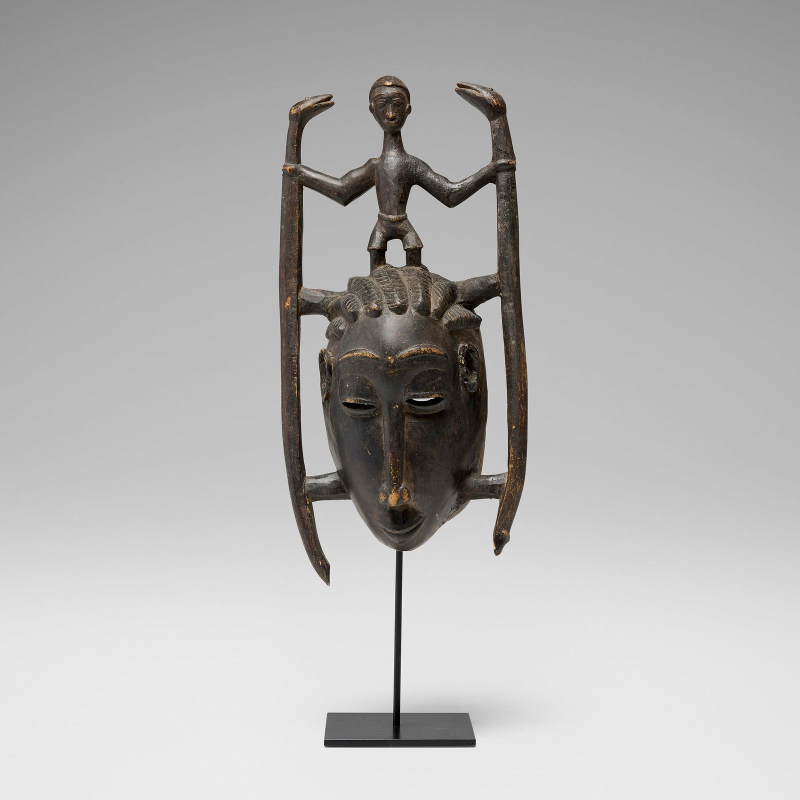 Baule, Mask with figure holding serpents (1 of 5)