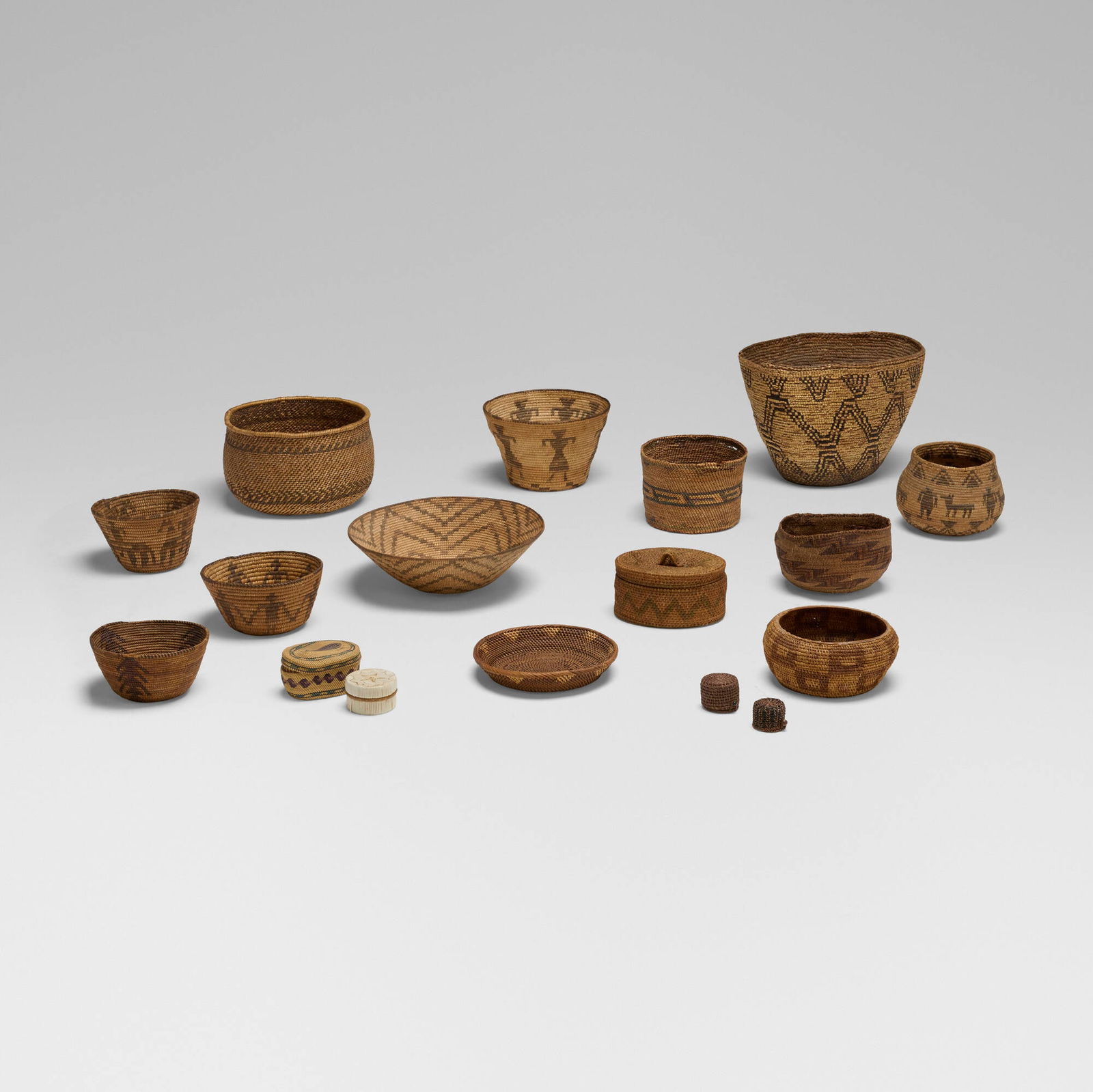 Native American, Collection of seventeen baskets (1 of 4)