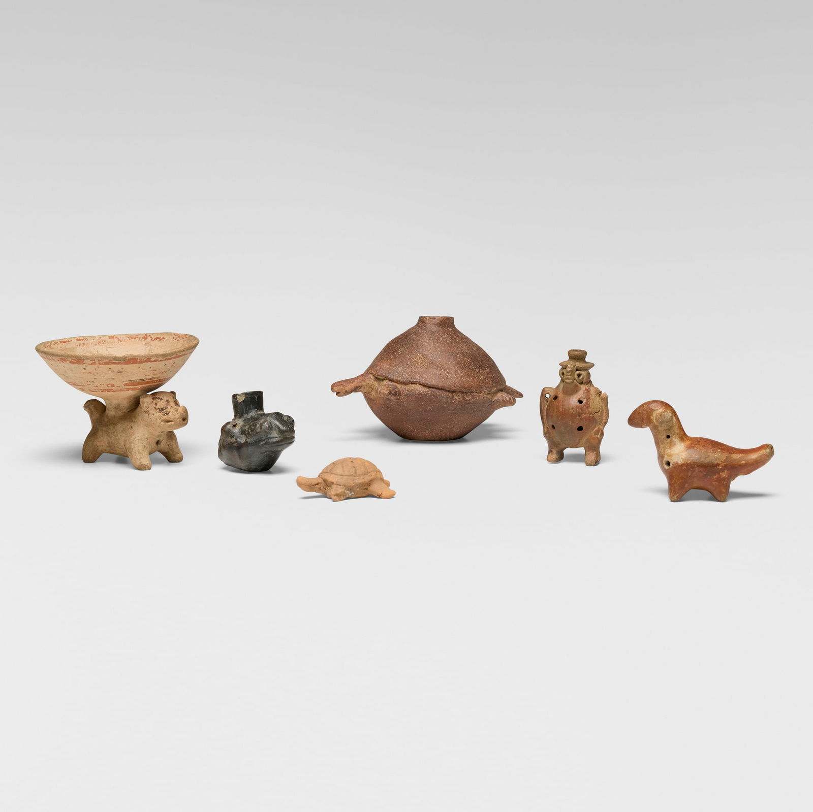 Pre-Columbian, Collection of six animalian vessels and objects (1 of 5)