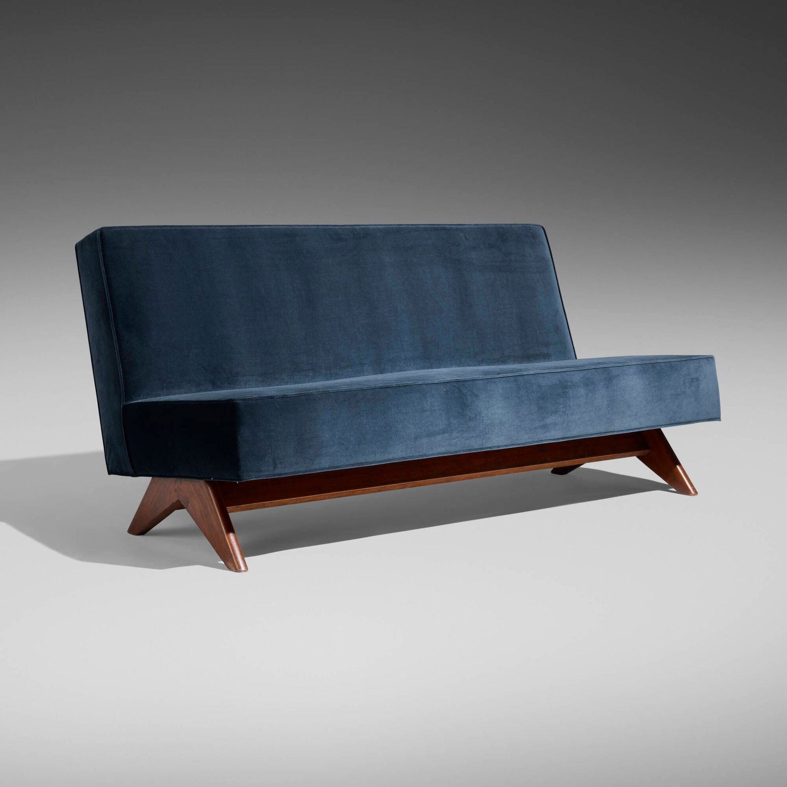 Pierre Jeanneret, Sofa from Punjab University, Chandigarh: Pierre Jeanneret Sofa from Punjab University, Chandigarh France/India, 1952-56upholstery, teak 31.25 h x 65 w x 22 d in (79 x 165 x 56 cm) Provenance: Punjab University, Chand