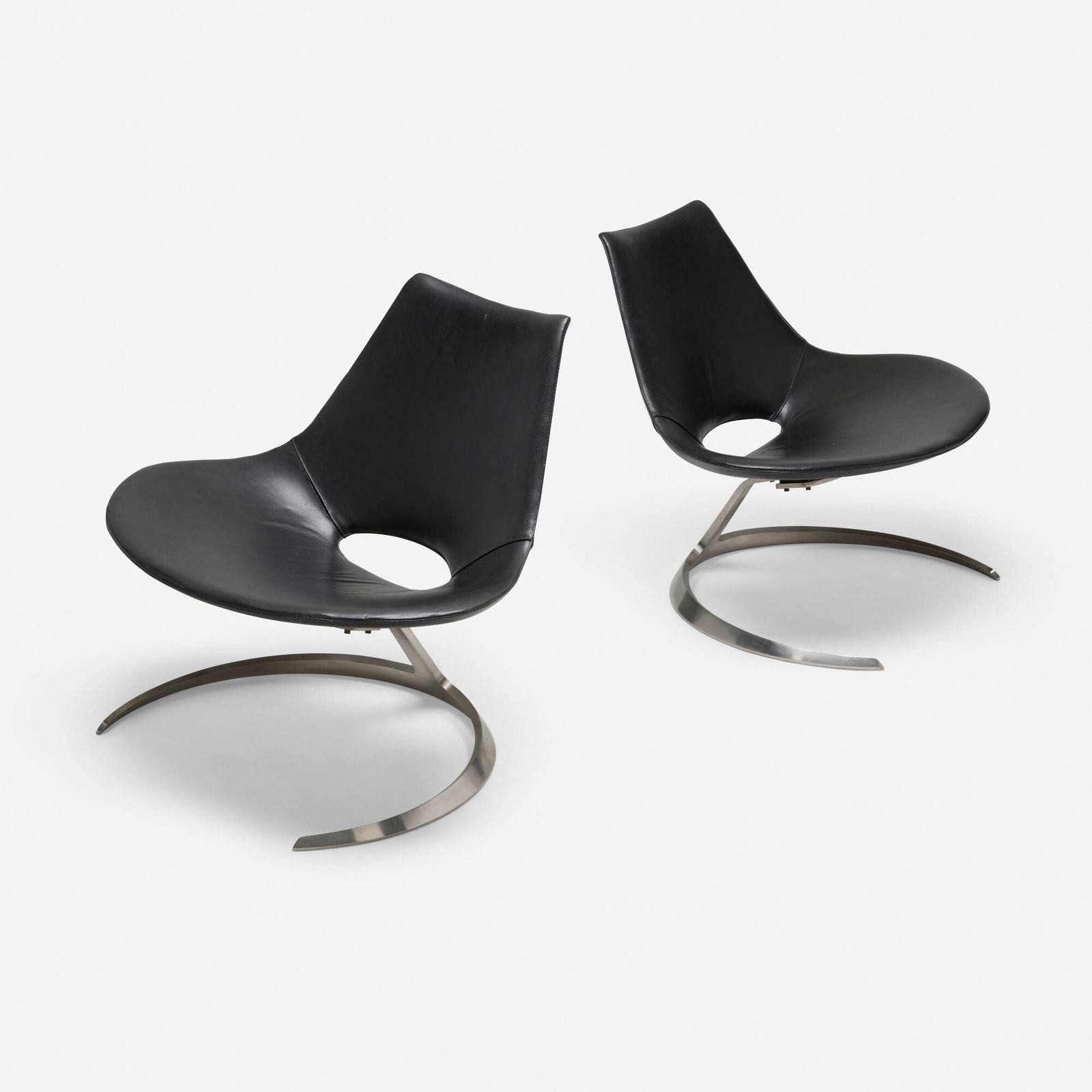 Preben Fabricius and Jorgen Kastholm, Scimitar chairs, pair (1 of 4)