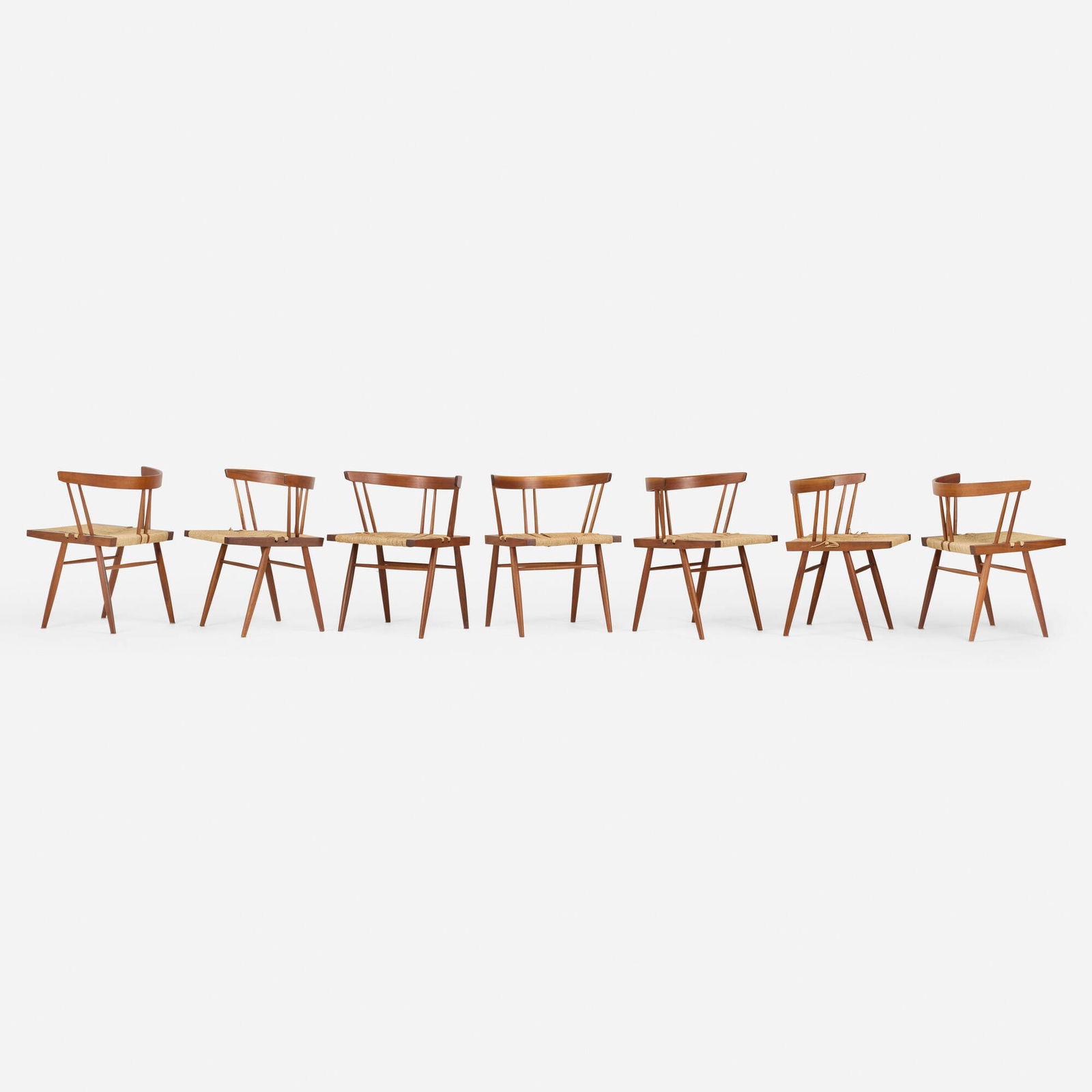 George Nakashima, Grass-Seated chairs, set of seven (1 of 6)