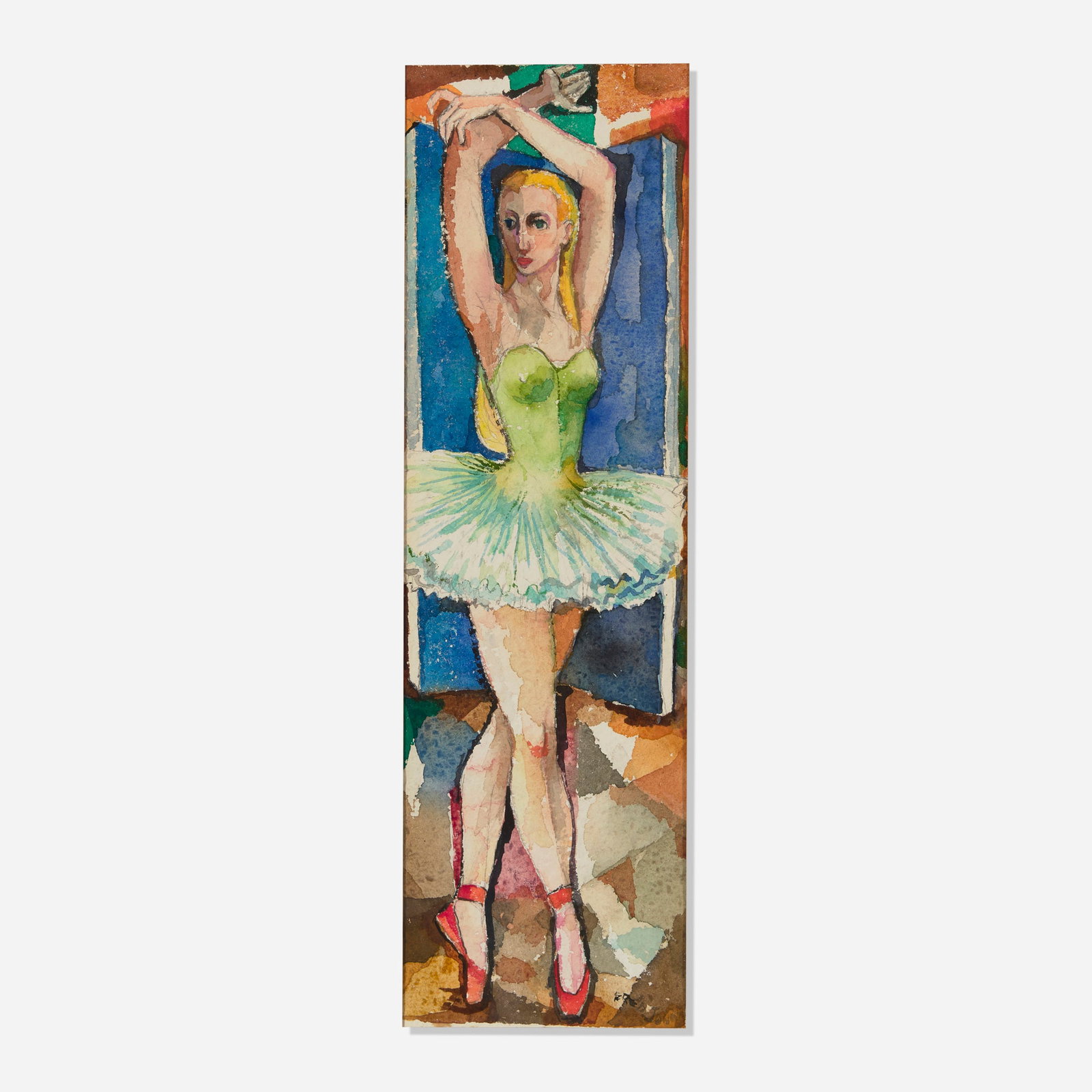 Fred Jones, Ballerina: Fred Jones Ballerina watercolor and pencil on paper 15.125 h x 5.5 w in (38 x 14 cm) Signed to lower right 'Fred Jones'. This work will ship from Chicago, Illinois.