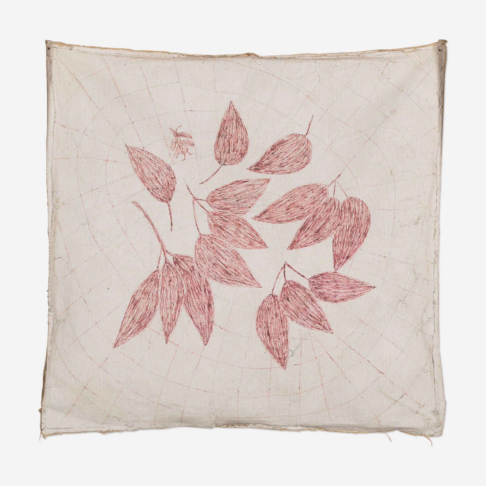 Lee Godie, Untitled (Pillow): Lee Godie Untitled (Pillow) ballpoint pen and paint on stuffed and sewn canvas pillow 18 h x 18 w in (46 x 46 cm) This work will ship from Chicago, Illinois.