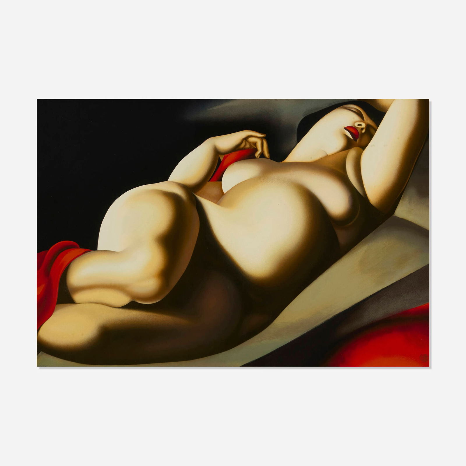 After Tamara de Lempicka, La Belle Rafaela: After Tamara de Lempicka La Belle Rafaela 1927 / 2018screenprint in colors on museum board sight: 23.75 h x 34.75 w in (60 x 88 cm) Numbered to lower edge '92/195' with printed estate stamp. T