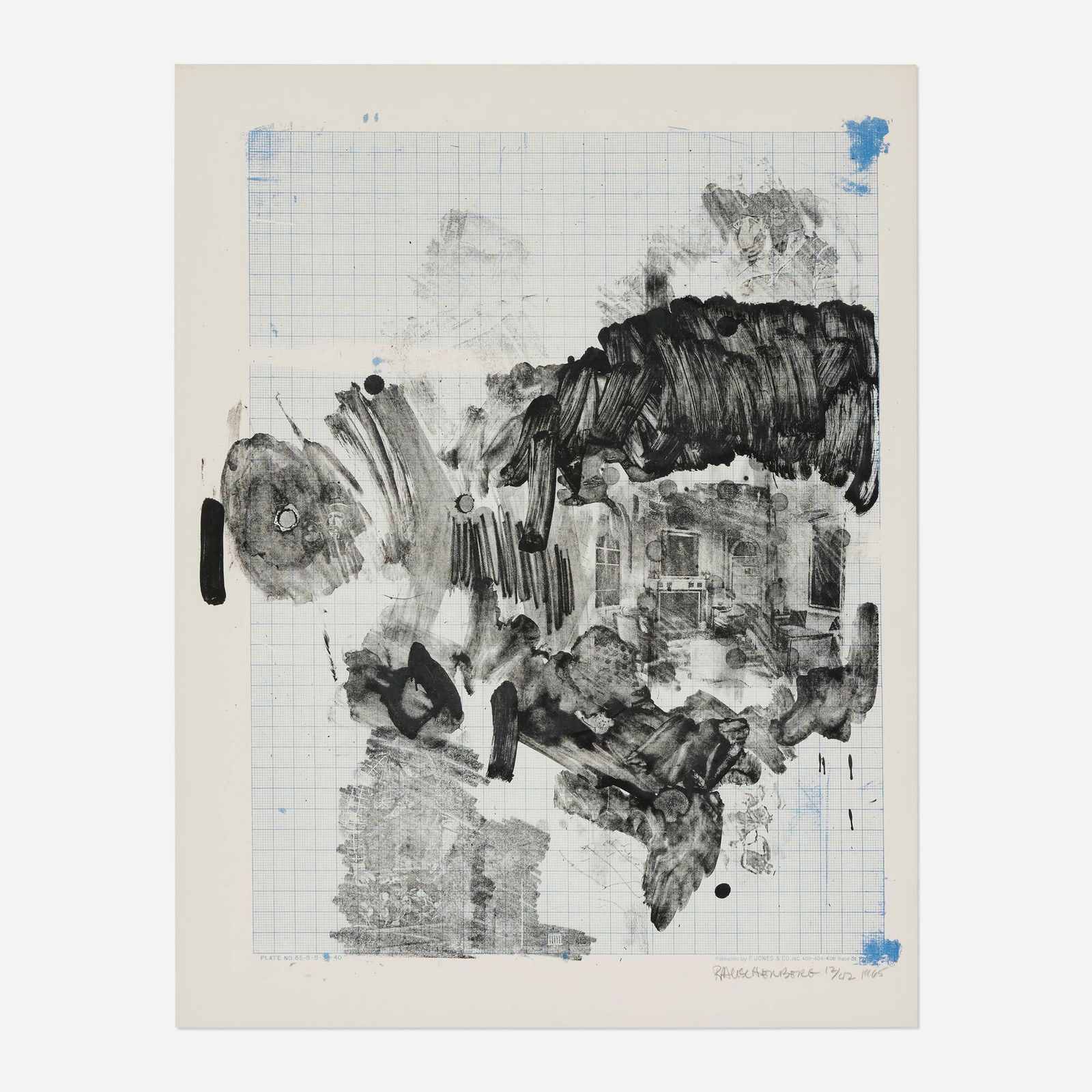 Robert Rauschenberg, Visitation I: Robert Rauschenberg Visitation I 1965lithograph in colors sight: 28.125 h x 21.625 w in (71 x 55 cm) Signed, dated and numbered to lower edge 'Rauschenberg 12/42 1965' with publisher's blindst