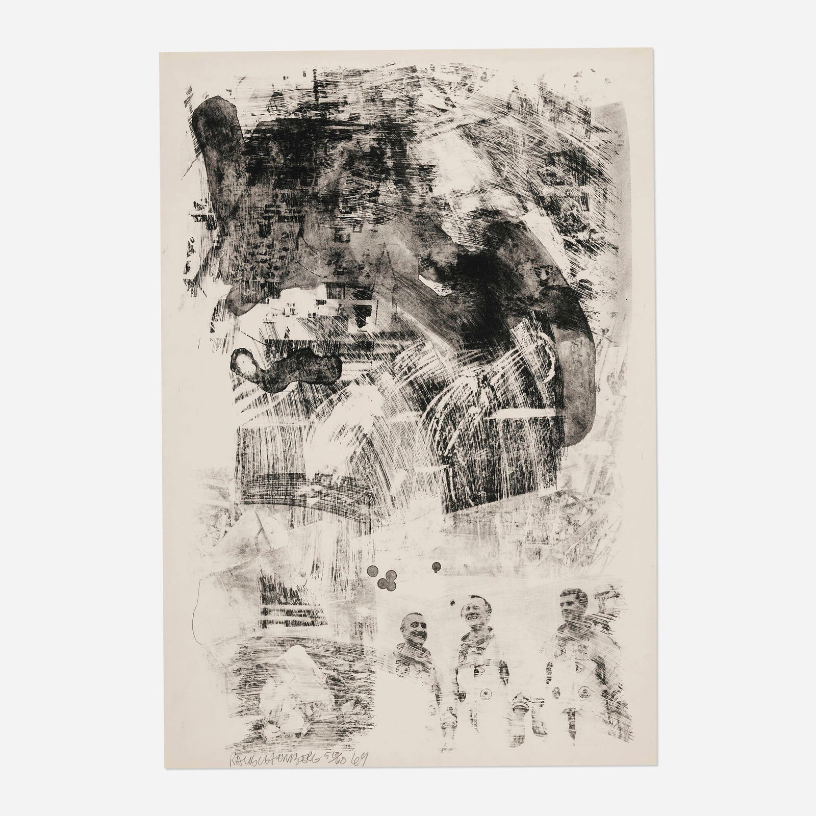 Robert Rauschenberg, Brake (from the Stoned Moon series): Robert Rauschenberg Brake (from the Stoned Moon series) 1969lithograph 42 h x 29 w in (107 x 74 cm) Signed, dated and numbered to lower left 'Rauschenberg 50/60 69' with publisher's blindstamp