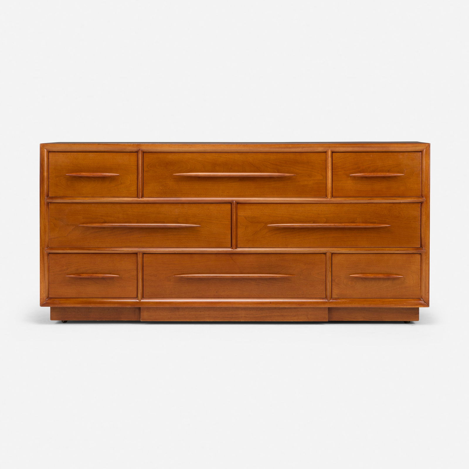 T.H. Robsjohn-Gibbings, Cabinet: T.H. Robsjohn-Gibbings Cabinet WiddicombUnited Kingdom / USA, c. 1955walnut, brass 32.5 h x 69 w x 21.25 d in (83 x 175 x 54 cm) Cabinet features eight drawers. Provenance