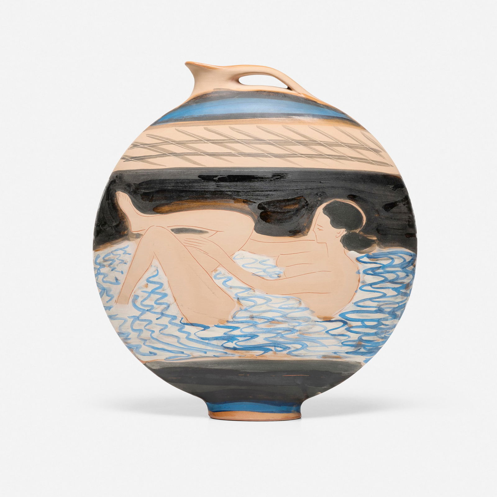 Andre Brasilier, Large and Unique urn: Andre Brasilier Large and Unique urn Sassi-MiliciFrance, 1984glazed earthenware 18.5 h x 17 w x 5 d in (47 x 43 x 13 cm) Incised signature to edge of base 'Andre Brasilier 5.12.84' and i