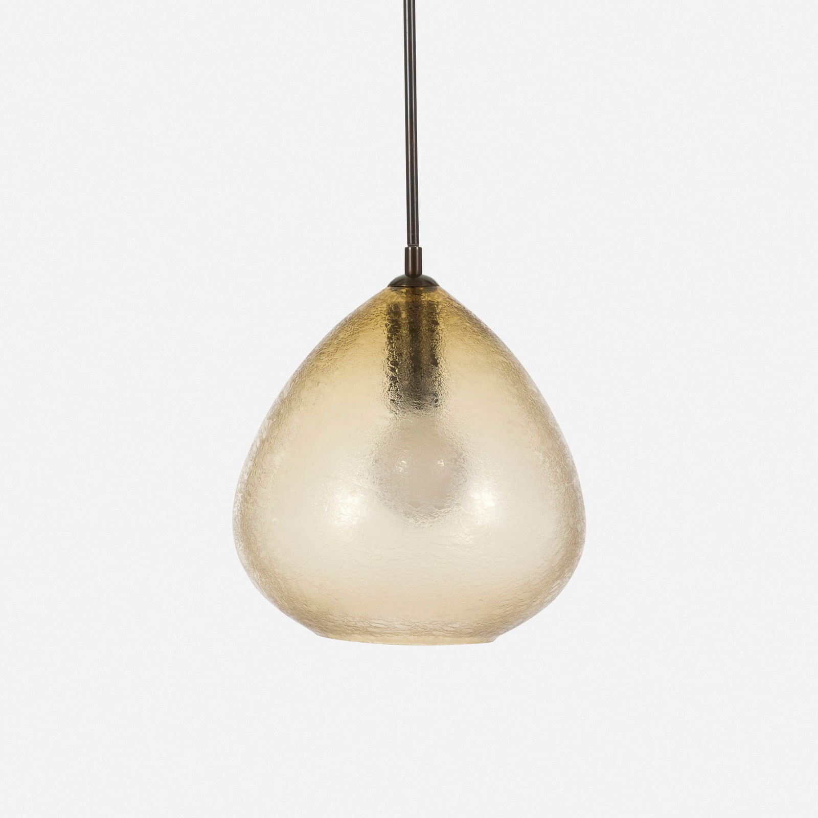 Seguso Vetri d'Arte, Pendant lamp: Seguso Vetri d'Arte Pendant lamp Italy, c. 1945acid-etched glass, patinated bronze 32 h x 10 dia in (81 x 25 cm) This work will ship from Chicago, Illinois.