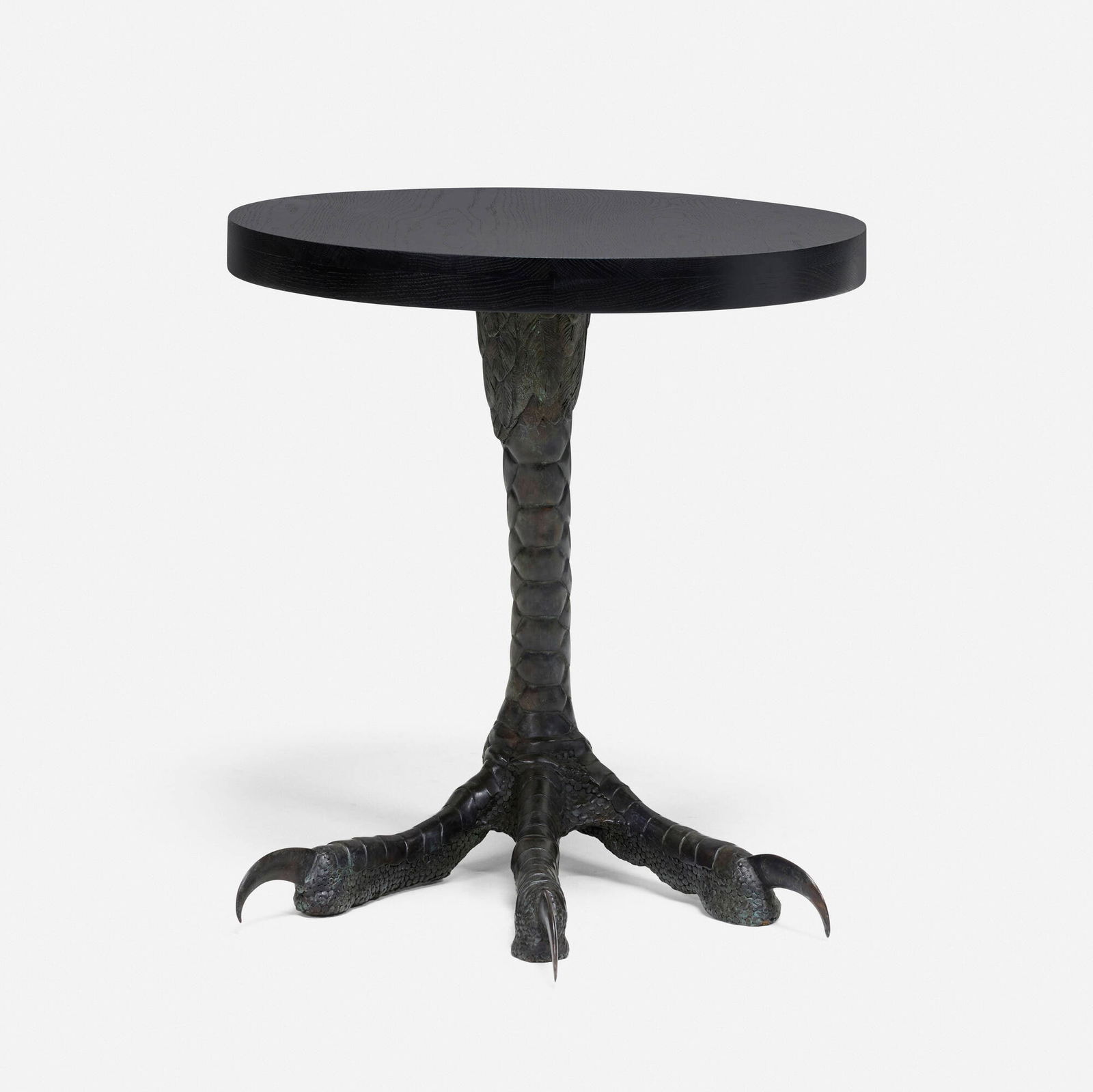 Blackman Cruz Workshop, Talon table: Blackman Cruz Workshop Talon table USAebonized oak, cast bronze with hand-applied patina 25 h x 22 w x 32 d in (63 x 56 x 81 cm) Impressed manufacturer's mark to underside 'Blackman Cruz'. Inc