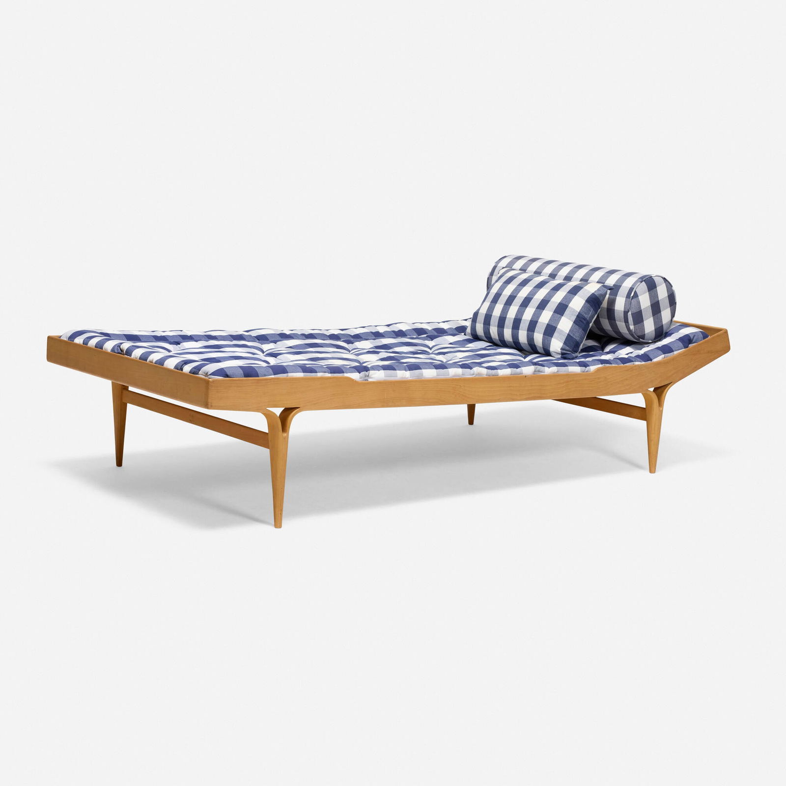 Bruno Mathsson, Berlin daybed: Bruno Mathsson Berlin daybed Firma Karl MathssonSweden, 1950 / 1968birch plywood, upholstery 18.5 h x 40.25 w x 78.5 d in (47 x 102 x 199 cm) Branded manufacturer's mark to underside 'Br