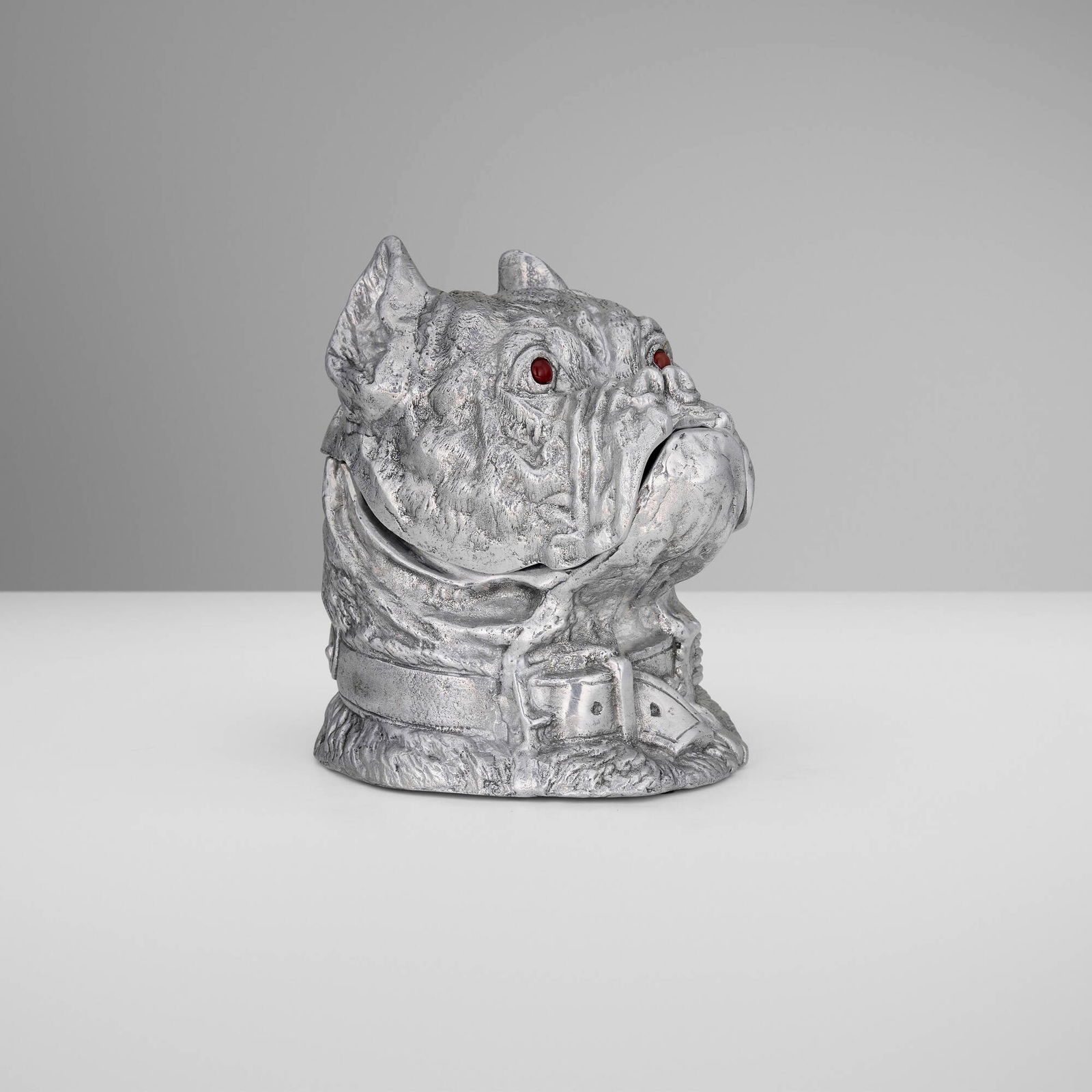 Arthur Court, Bulldog ice bucket: Arthur Court Bulldog ice bucket USA, 1979cast aluminum, glass 9.25 h x 7.5 w x 8 d in (23 x 19 x 20 cm) Impressed signature and date to underside 'Arthur Court Copyright ? 1979'. <