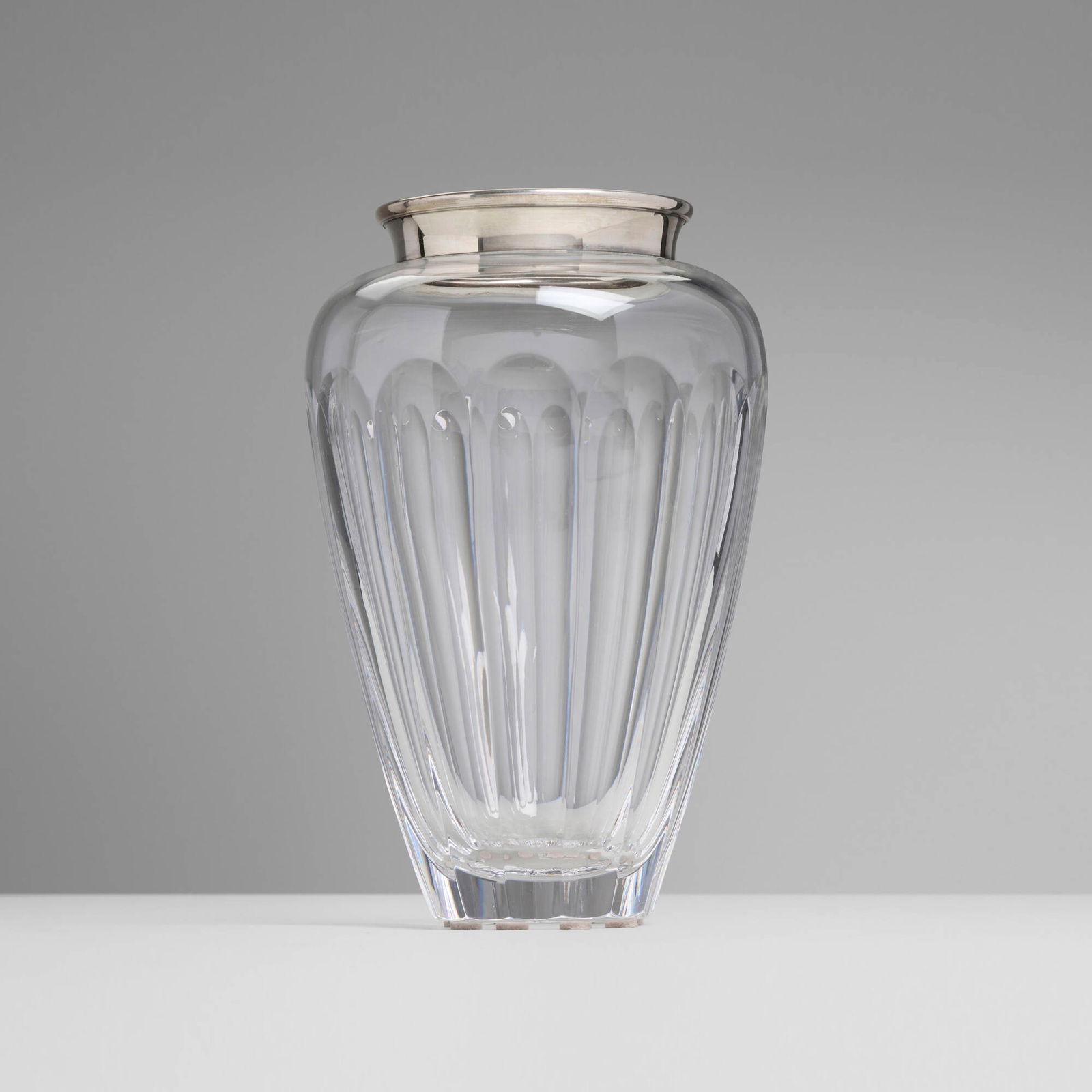 Asprey & Co., Elizabeth II vase: Asprey & Co. Elizabeth II vase London, United Kingdom, 1998cut glass, sterling silver 9 h x 6 dia in (23 x 15 cm) Impressed maker's mark, import mark and date mark to rim 'A 925'.