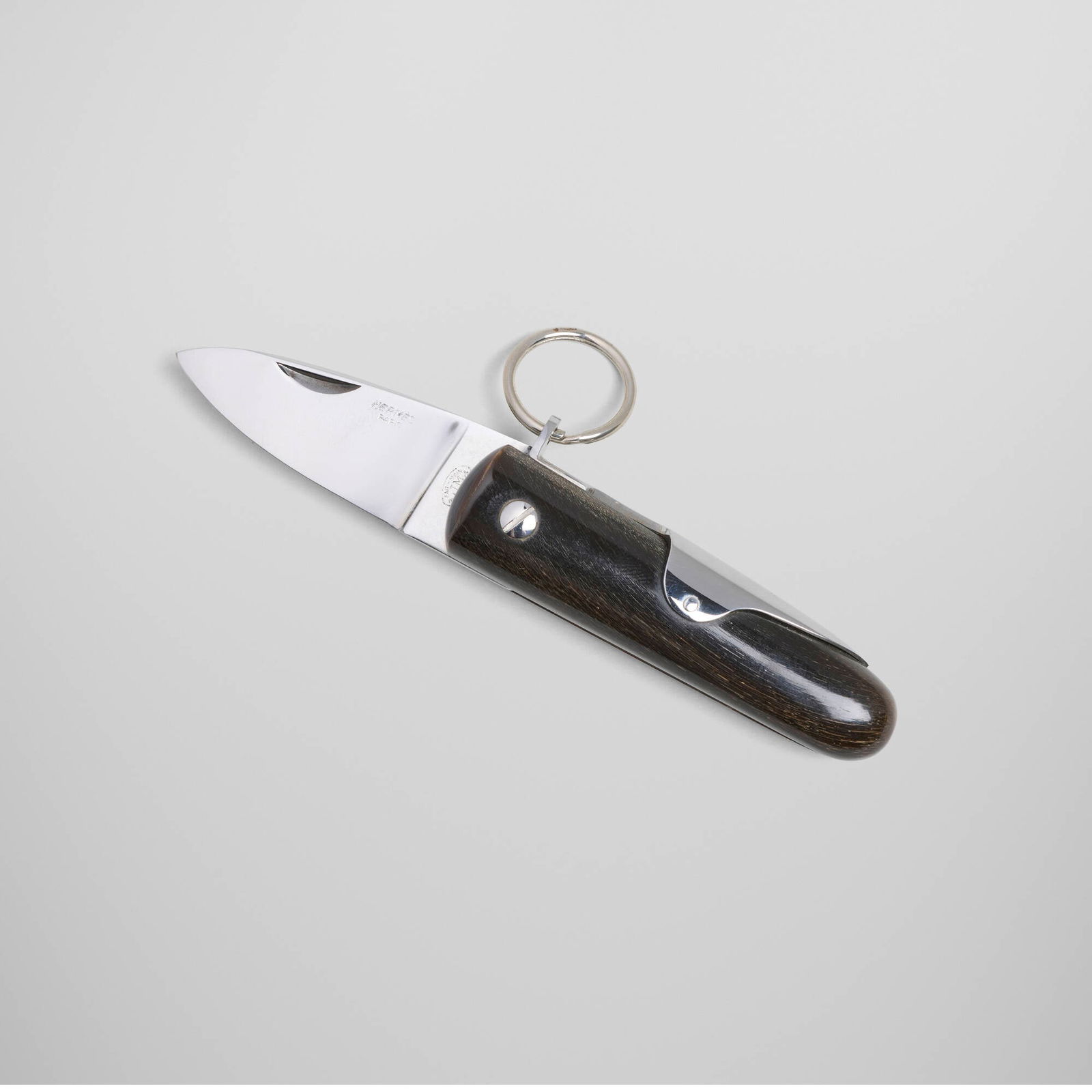 Jacques Mongin for Hermes, Folding knife: Jacques Mongin for Hermes Folding knife France, c. 1990horn, stainless steel 3 h x 1 w x 1 d in (8 x 3 x 3 cm) Impressed manufacturer's and retailer's marks to blade of each example 'Hermes Pa