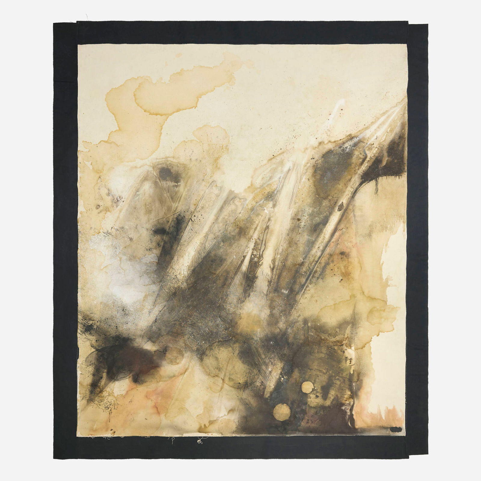 Lucy Dodd, 2 Doors, 1 Tomb, Coming Through the Back Side of Death-Right: Lucy Dodd 2 Doors, 1 Tomb, Coming Through the Back Side of Death-Right 2013foss leaf extract, yerba mate, buckhorn berries, wakame, Liquid Smoke, wild walnut rind, iron glimmer, spirulina, yew berries